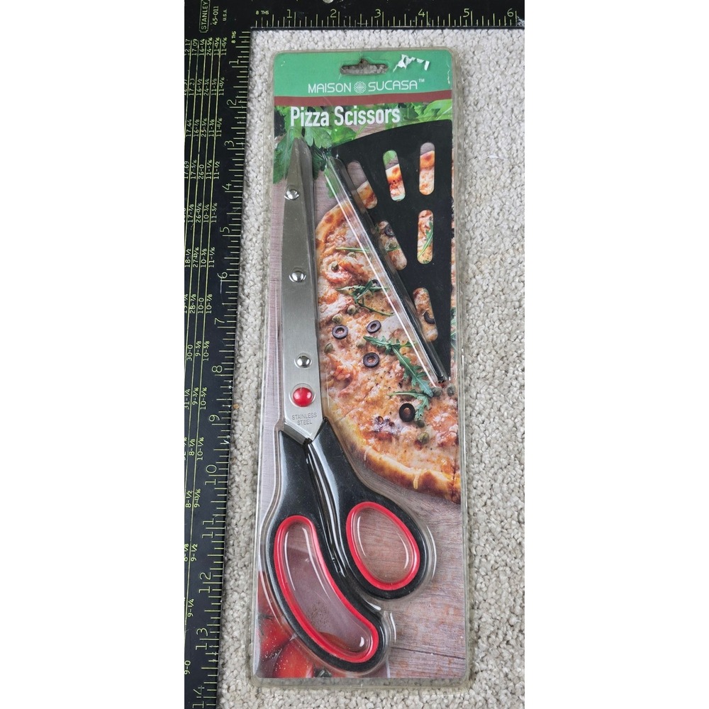 Maison Sucasa Pizza Scissors Black Red Stainless Steel 11 Inch‎ Kitchen Shears